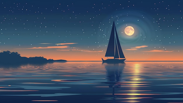 Foto la luna llena se levanta sobre el océano proyectando un camino brillante de luz a través del agua