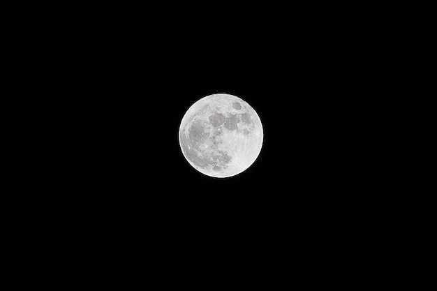 Luna llena sobre cielo negro oscuro por la noche