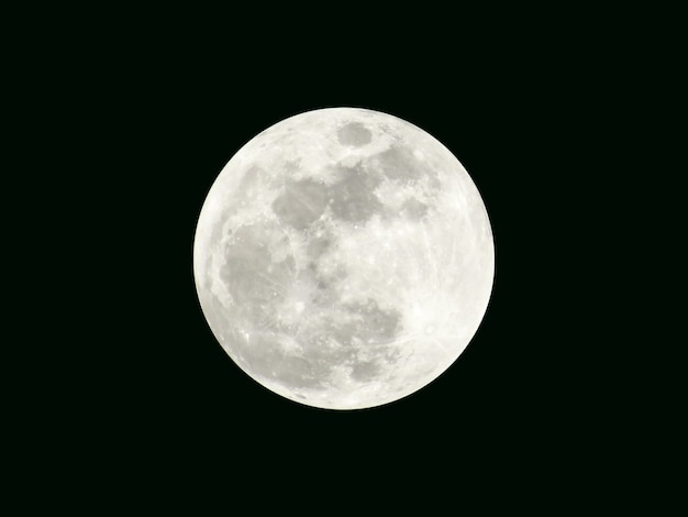 Foto la luna llena sobre fondo negro con trazado de recorte