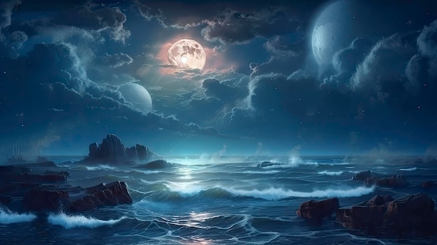 la luna y el mar