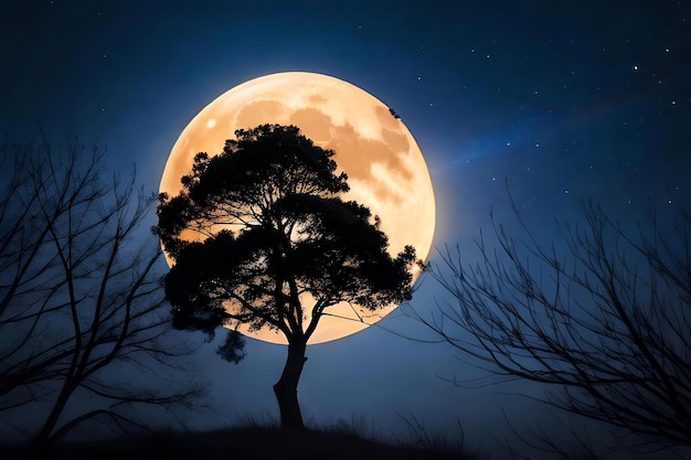 La luna mientras mira a través de las ramas de un árbol