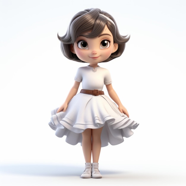 Luna personagem de menina animada em estilo Lilia Alvarado 3d Render Cartoon