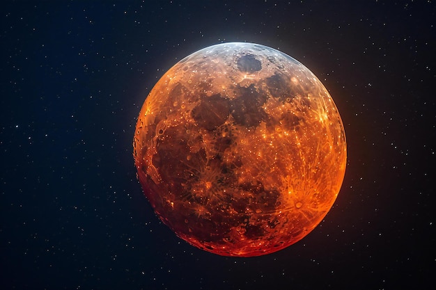 Una luna roja en el cielo nocturno el eclipse solar completo en octubre