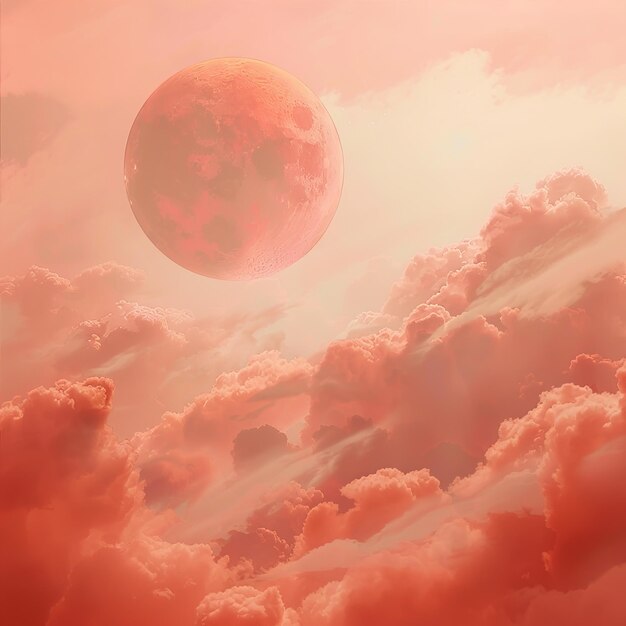 Foto una luna roja está en el cielo con nubes