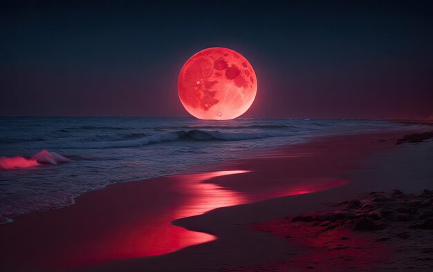 Luna roja en el fondo del mar.