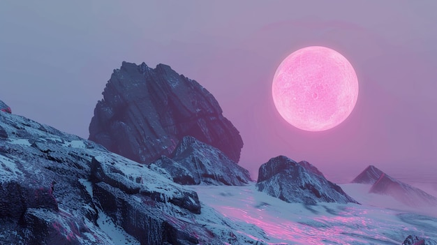 luna rosada en el cielo