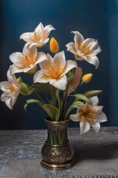 Lunar Lilies Ein Serigraf auf Stoff im Pop-Art-Stil mit himmlischen Blumen