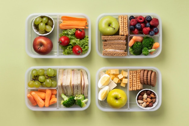 Foto lunchboxen anordnung draufsicht