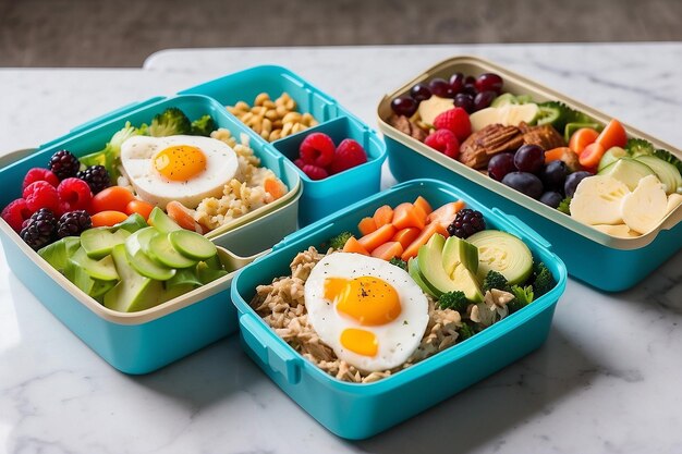 Foto lunchboxen mit keto-diät-lebensmitteln