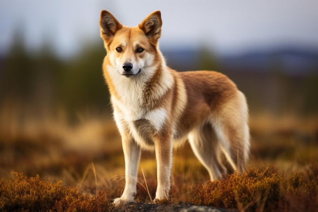 lundehund norueguês em pé na grama