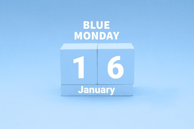 Lunes azul en enero el lunes más triste del año calendario de madera con texto enero