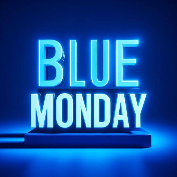Foto lunes azul con fondo azul
