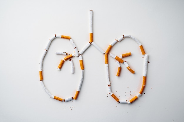 Lungenzeichnung aus Zigaretten