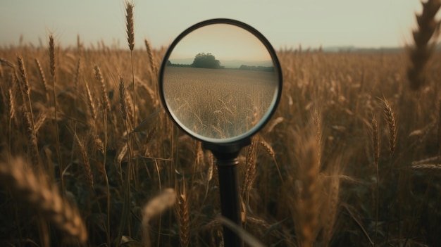 Lupa de campo de trigo AI gerador