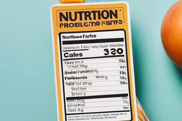 Foto lupa en una etiqueta de producto con el texto hechos nutricionales leer el concepto de la etiqueta