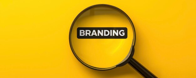 Una lupa sobre la palabra "BRANDING" sobre un fondo amarillo