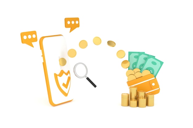 LupaTransferência de gastos e economia de dinheiro Telefone móvel online
