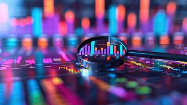 Lúpula en gráficos financieros vibrantes que muestran un análisis detallado del mercado y las tendencias económicas