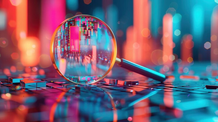 Lúpula que se centra en los coloridos datos del mercado de valores que destacan el análisis financiero y la inversión