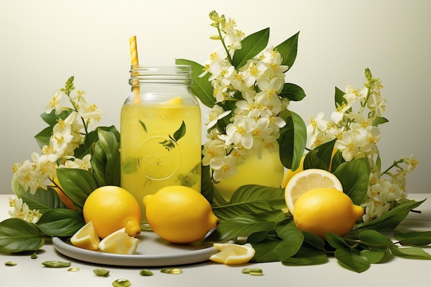 Luscious Lemonade Orchard Joy em fundo branco Fotografia de imagem de limonada