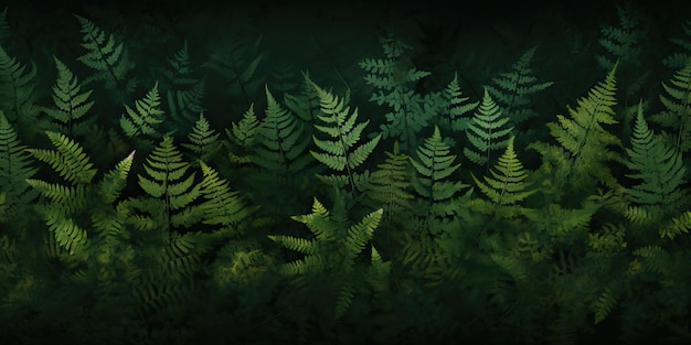 Lush Forest-Thema-Hintergrund mit Fernblättern, KI-generiert