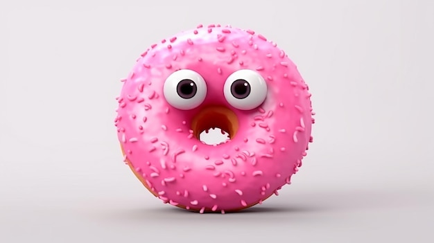 lustig rosa Donut mit Augen generative ai