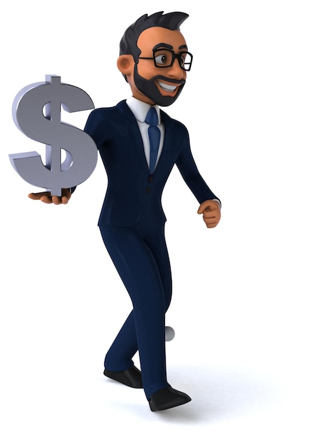 Lustige 3D-Cartoon-Illustration eines indischen Geschäftsmannes