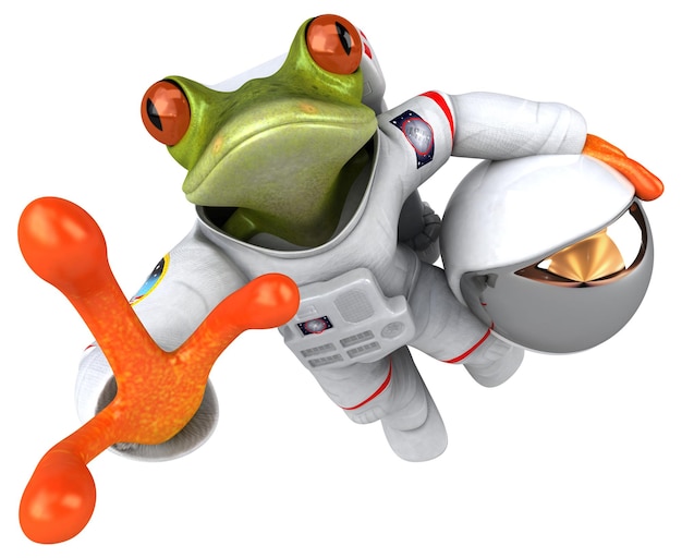 Lustige 3D-Cartoon-Illustration eines Komsmonautenfrosches