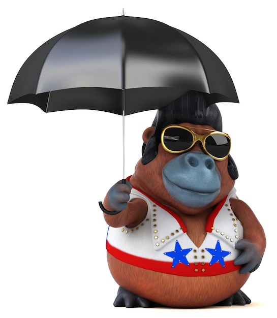 Lustige 3D-Cartoon-Illustration eines Orang-Outan-Rockers
