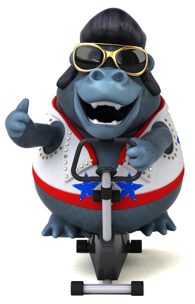 Lustige 3D-Cartoon-Illustration eines Rocker-Gorillas