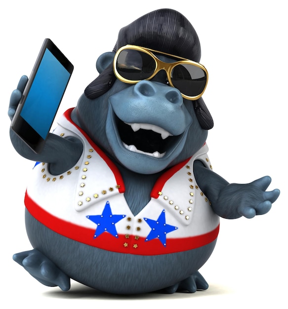 Lustige 3D-Cartoon-Illustration eines Rocker-Gorillas