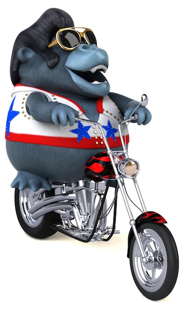 Lustige 3D-Cartoon-Illustration eines Rocker-Gorillas