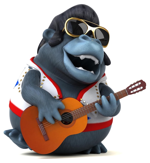 Lustige 3D-Cartoon-Illustration eines Rocker-Gorillas