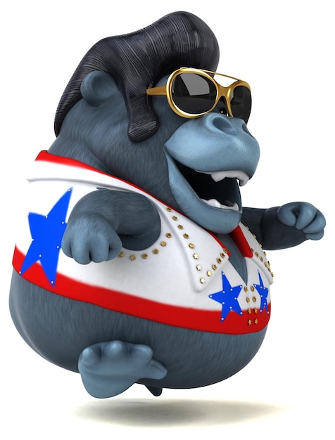 Lustige 3D-Cartoon-Illustration eines Rocker-Gorillas