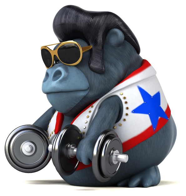 Lustige 3D-Cartoon-Illustration eines Rocker-Gorillas