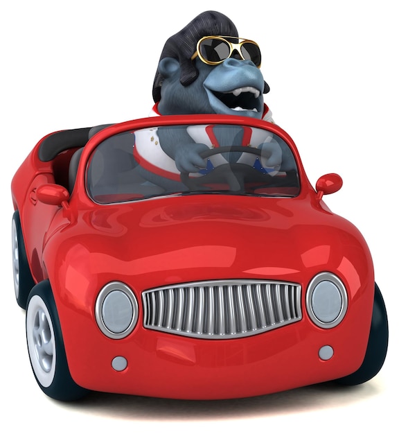 Lustige 3D-Cartoon-Illustration eines Rocker-Gorillas