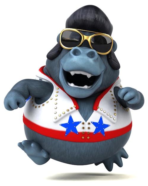 Lustige 3D-Cartoon-Illustration eines Rocker-Gorillas