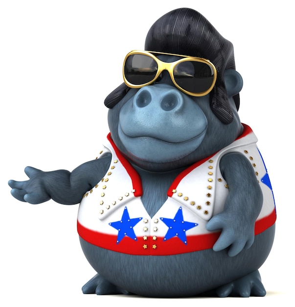 Lustige 3D-Cartoon-Illustration eines Rocker-Gorillas