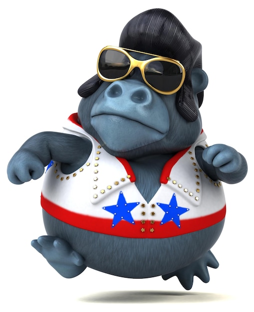 Lustige 3D-Cartoon-Illustration eines Rocker-Gorillas