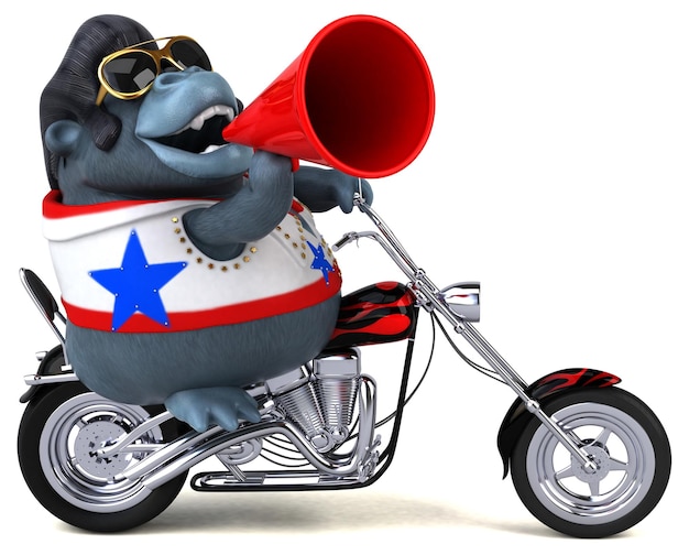 Foto lustige 3d-cartoon-illustration eines rocker-gorillas