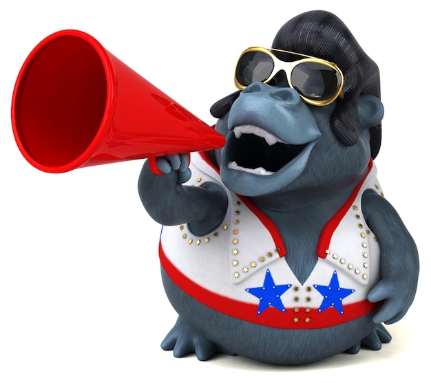 Lustige 3D-Cartoon-Illustration eines Rocker-Gorillas