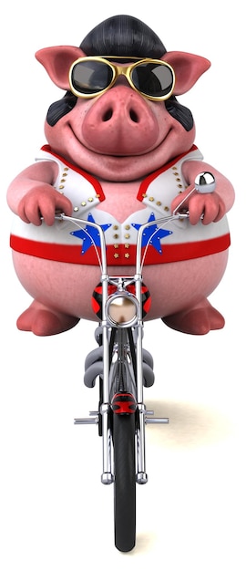 Lustige 3D-Cartoon-Illustration eines Schweine-Rockers