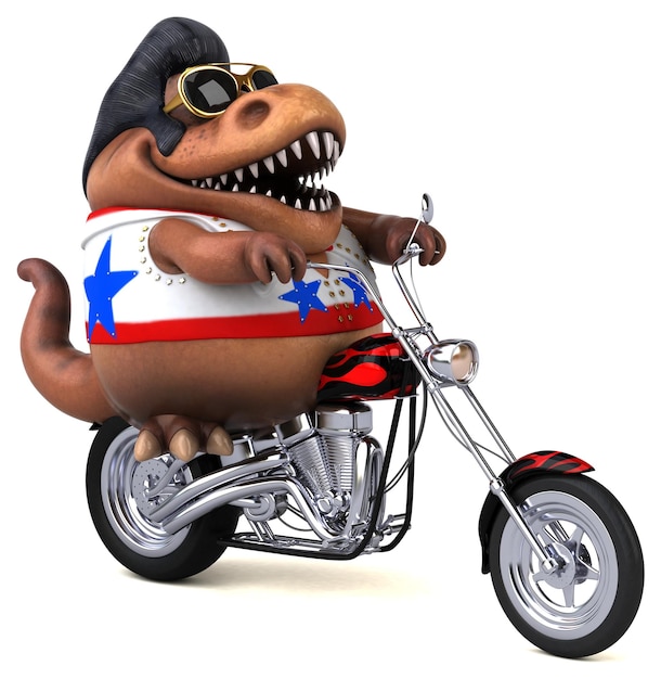 Lustige 3D-Cartoon-Illustration eines Trex-Rockers