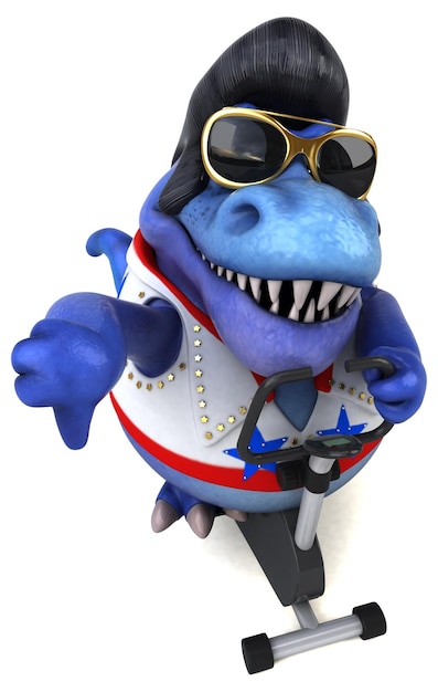 Lustige 3D-Cartoon-Illustration eines Trex-Rockers