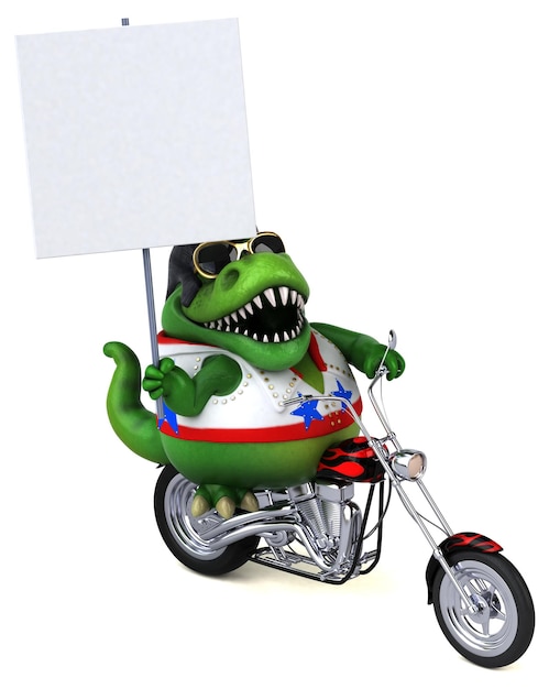 Lustige 3D-Cartoon-Illustration eines Trex-Rockers