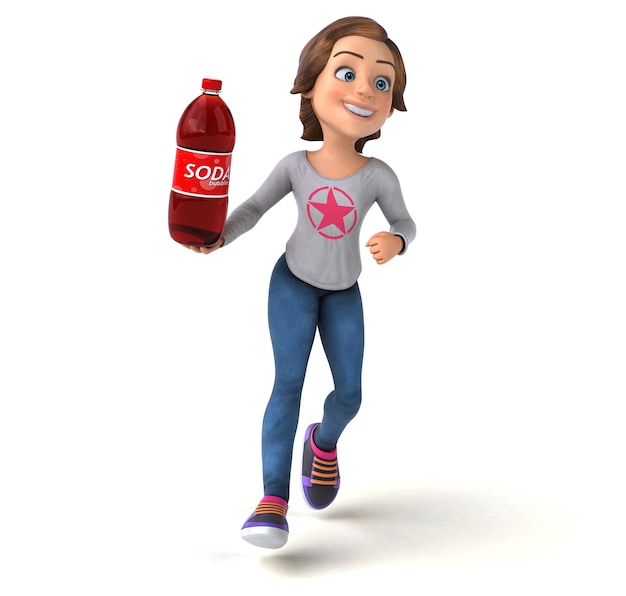 Lustige 3D-Darstellung eines Cartoon-Teenager-Mädchens