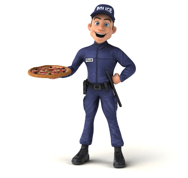 Lustige 3D-Figur eines Cartoon-Polizeibeamten