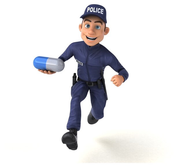 Lustige 3D-Figur eines Cartoon-Polizeibeamten