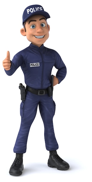 Lustige 3D-Figur eines Cartoon-Polizeibeamten