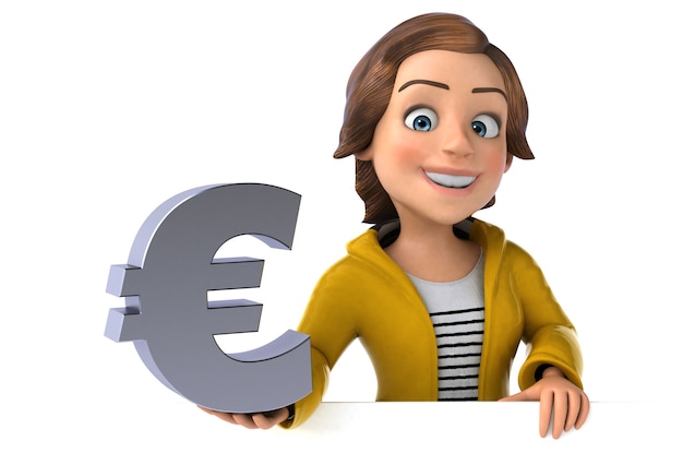 Lustige 3D-Figur eines Cartoon-Teenager-Mädchens